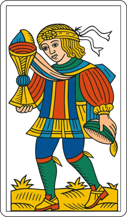 La Sota de Copas (Le Valet de Coupe), arcano menor del palo de Copas en el Tarot de Marsella