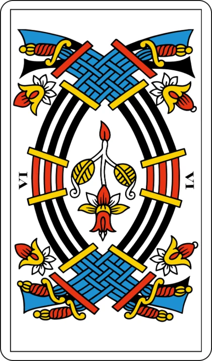 Il Sei di Spade (Le Six d'Épée), lama minore del seme di Spade nei Tarocchi di Marsiglia